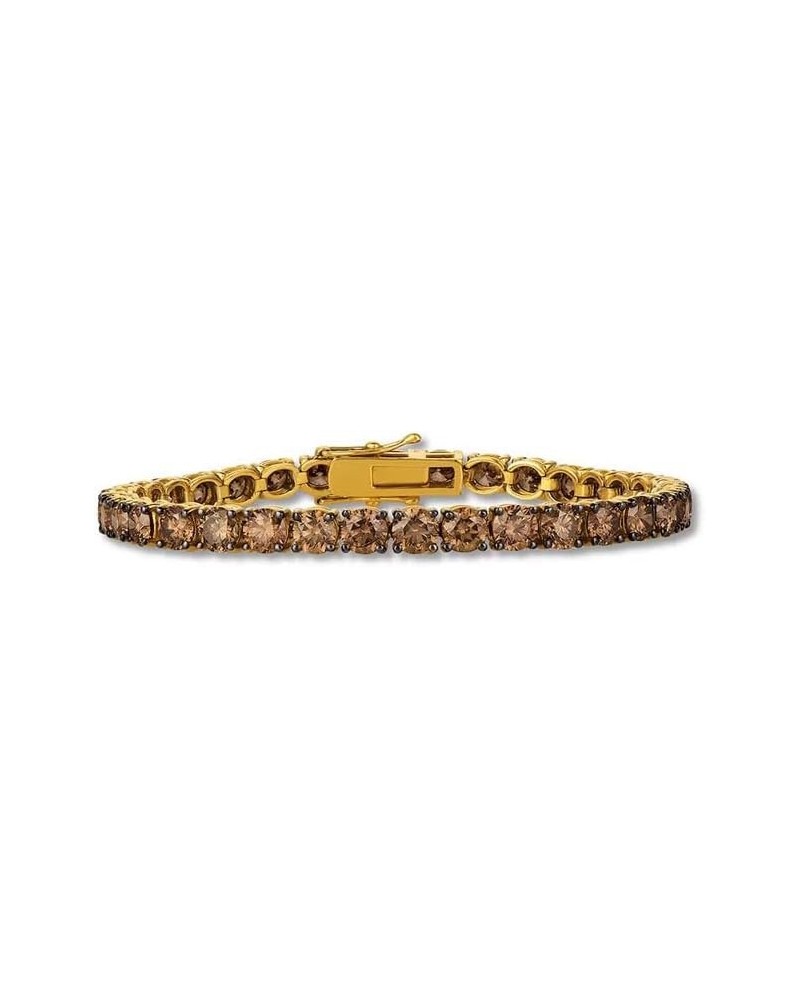 10 Carat Round Shape Simulated Chocolate Brown Diamond Prong Set Wedding Engagement Tennis Bracelet In 14K Yellow Gold Plated...