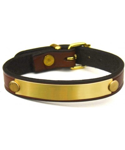 Tory Leather Custom Leather Bracelet with Brass Plate Engraved Light Oil (Oak Bark) $15.10 Bracelets