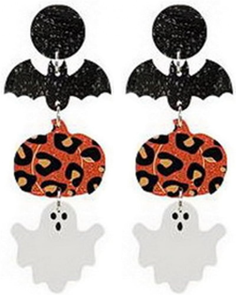 Halloween Skull Earrings Halloween Dangle Earrings for Girls Acrylic Skeleton Spider Pumpkin Bat Earrings Halloween Clip on E...