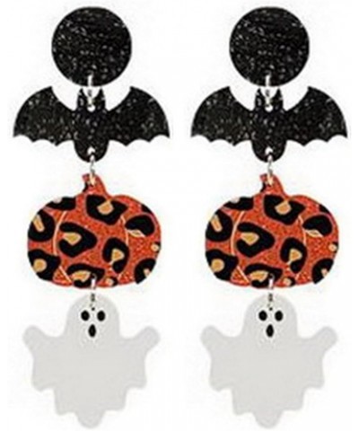 Halloween Skull Earrings Halloween Dangle Earrings for Girls Acrylic Skeleton Spider Pumpkin Bat Earrings Halloween Clip on E...