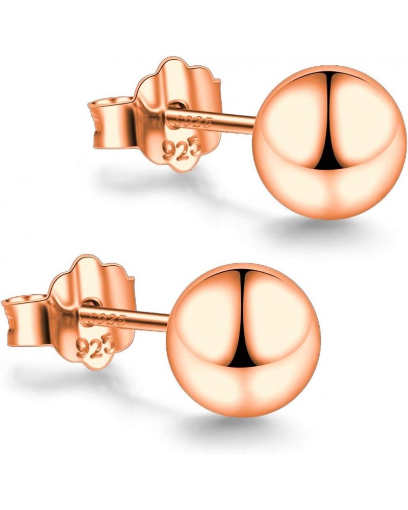 Rose Gold Plated Sterling Silver Ball Stud Earrings 3mm-10mm Options, Simple Polished Ball Studs Hypoallergenic Jewelry 8mm $...