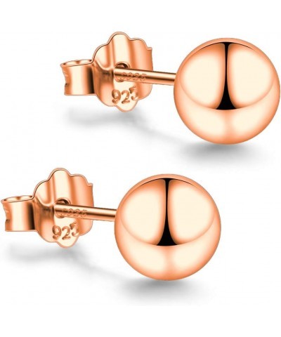 Rose Gold Plated Sterling Silver Ball Stud Earrings 3mm-10mm Options, Simple Polished Ball Studs Hypoallergenic Jewelry 8mm $...