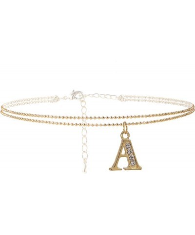 Double Line Rhinestone Crystal Initial Anklet A $7.79 Anklets