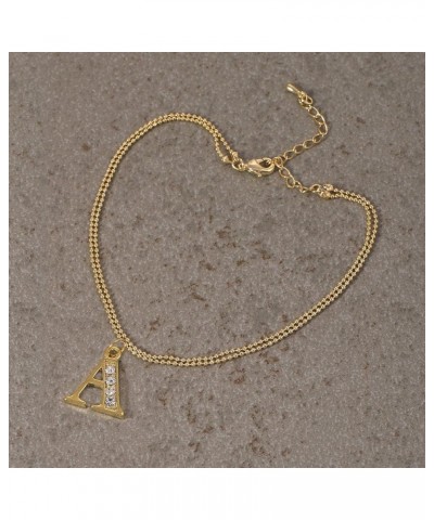 Double Line Rhinestone Crystal Initial Anklet A $7.79 Anklets