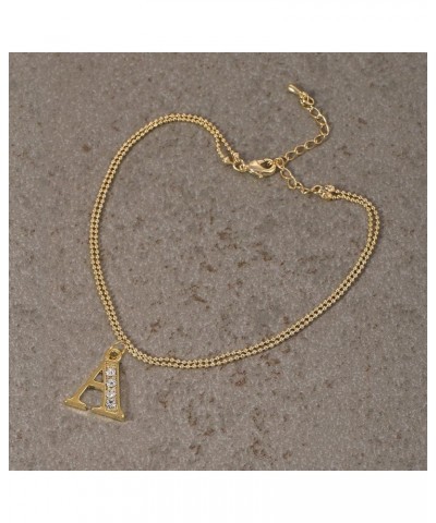 Double Line Rhinestone Crystal Initial Anklet A $7.79 Anklets