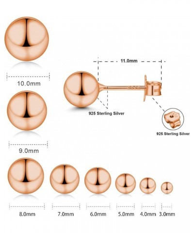 Rose Gold Plated Sterling Silver Ball Stud Earrings 3mm-10mm Options, Simple Polished Ball Studs Hypoallergenic Jewelry 8mm $...