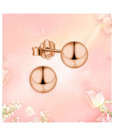 Rose Gold Plated Sterling Silver Ball Stud Earrings 3mm-10mm Options, Simple Polished Ball Studs Hypoallergenic Jewelry 8mm $...