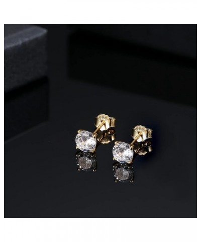 925 Sterling Silver 5mm Long Post Cubic Zirconia Stud Earrings for Women Men, CZ Studs Earrings Hypoallergenic Gold & White $...