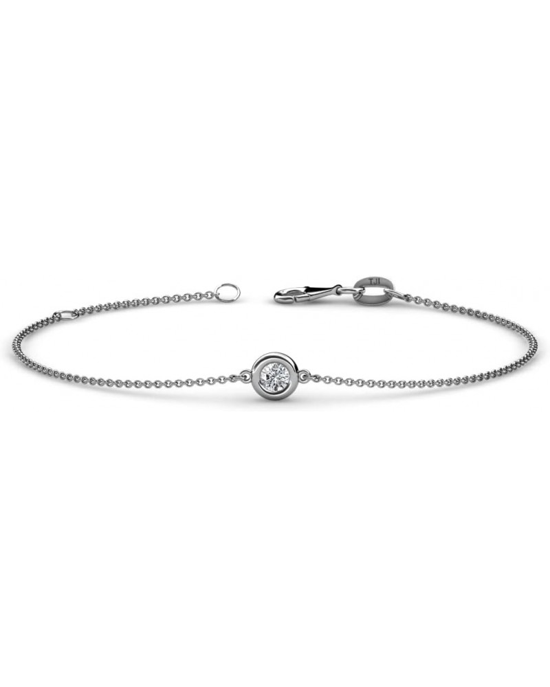 Round Lab Grown Diamond 0.16 ct Solitaire Station Minimalist Bracelet 14K Gold white-gold $166.32 Bracelets