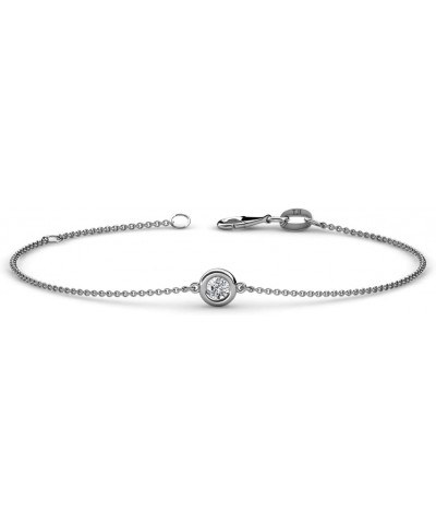 Round Lab Grown Diamond 0.16 ct Solitaire Station Minimalist Bracelet 14K Gold white-gold $166.32 Bracelets