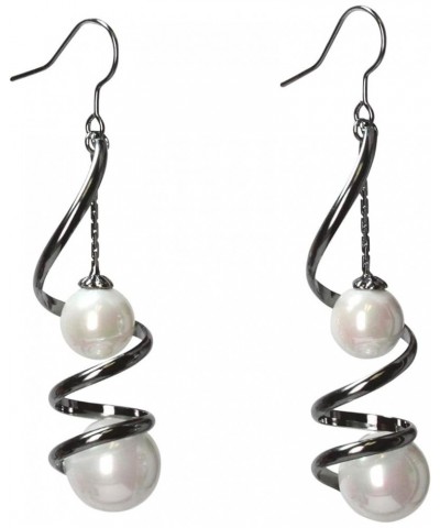 Gorgeous Mother Of Pearls swirl Spiral Copper Wire Dangling Hook Earrings Gun Metal $10.39 Earrings