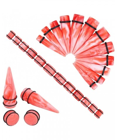 24pcs Big Gauges Kit Ear Stretching Kit 00G-20mm Acrylic Tapers Plugs Body Piercing Set Marble Red $9.89 Body Jewelry