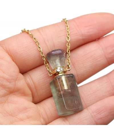 Pendant Necklaces Christmas Birthday Gifts Natural Semi-Precious Stone Perfume Bottle Pendant for Daughter Party (Color : Che...