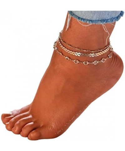 Three-Layer Anklet Ankle Bracelet Foot Chain with Leaves Accessories Foot Jewelry for Women and Girls Gold $5.97 Anklets