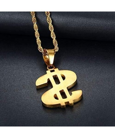 CZ Fully Dollar Sign Pendant Punk Rock Stainless Steel Necklace, 24 inch Chain Hip Hop One Hundred Dollar Bill Halloween Jewe...