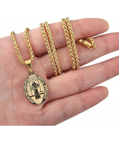 Saint St Michael/Christopher/Jude/Benedict/Joseph/Anthony Medal Necklace for Boys Men 24 In Religious gifts Gold saint Benedi...