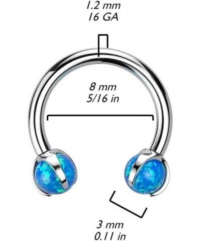 16 Gauge Implant Grade Titanium Internally Threaded Claw Set Opal Horseshoe Opal Blue $11.65 Body Jewelry