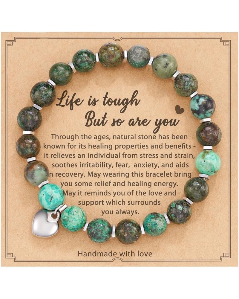 Get Well Soon Gifts for Women Natural Stone Healing Bracelets Life is Tough But So Are You Inspirational Stretch Bracelets fo...