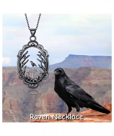 Raven Necklace Gothic Necklace as Goth Accessories for Goth Jewelry Costume Party, Gothic Jewelry Goth Pendant Necklace for W...