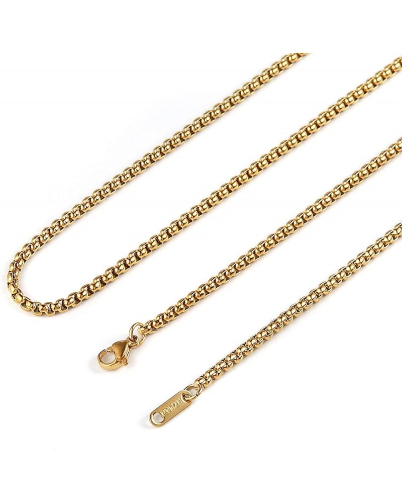 3.0mm Women Men Silver Stainless Steel Rolo Cable Wheat Chain Link Necklace 16-30 Inch Gold 26.0 Inches $6.23 Necklaces