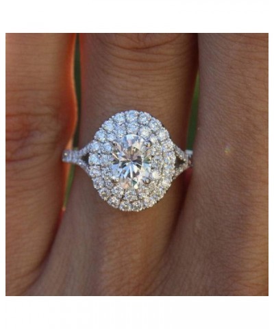 Classic Cubic Zirconia Oval Cut Promise Engagement Ring Double Bezel Halo Women's Ring Size 6-10 (US Code 8) US code 9 $10.61...