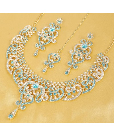 Indian Bollywood Gorgeous Intricate Workmanship Sparkling White Colorful Rhinestone Crystal Wedding Designer Jewelry Necklace...