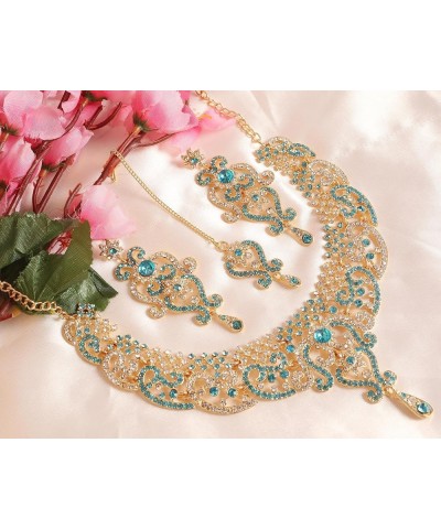 Indian Bollywood Gorgeous Intricate Workmanship Sparkling White Colorful Rhinestone Crystal Wedding Designer Jewelry Necklace...