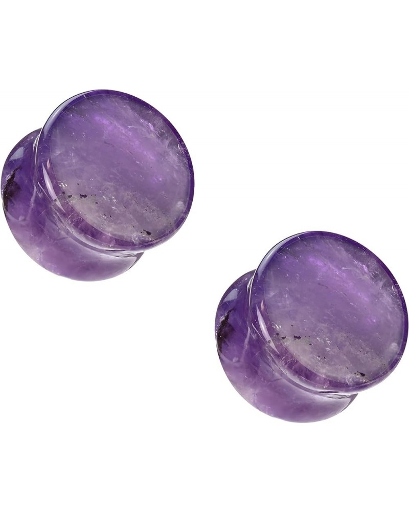 Amethyst Stone Double Flared Plugs, Sold as a Pair 19mm (3/4") $10.69 Body Jewelry