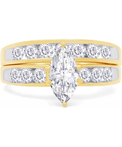 Marquise & Round Cut White Cubic Zirconia Wedding Ring Set in 925 Sterling Silver (2.00 cttw) yellow-gold-plated-silver $53.5...