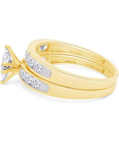 Marquise & Round Cut White Cubic Zirconia Wedding Ring Set in 925 Sterling Silver (2.00 cttw) yellow-gold-plated-silver $53.5...