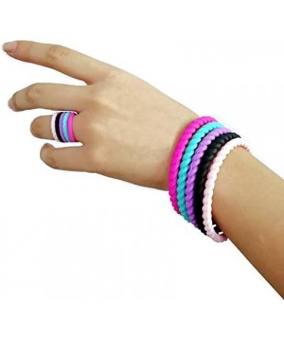 5mm Width Braided Wave Knot Silicone Stackable Bangle Bracelet Purple $6.48 Bracelets