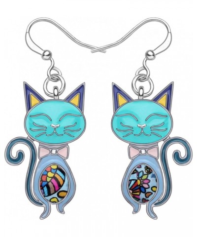 Enamel Cute Bow-knot Kitten Cat Earrings Charms Cat Jewelry Dangle Drop for Women Girls Teens Birthday Holiday Gifts Blue $8....