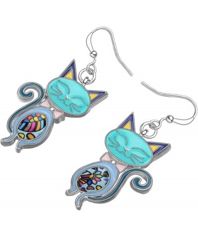 Enamel Cute Bow-knot Kitten Cat Earrings Charms Cat Jewelry Dangle Drop for Women Girls Teens Birthday Holiday Gifts Blue $8....