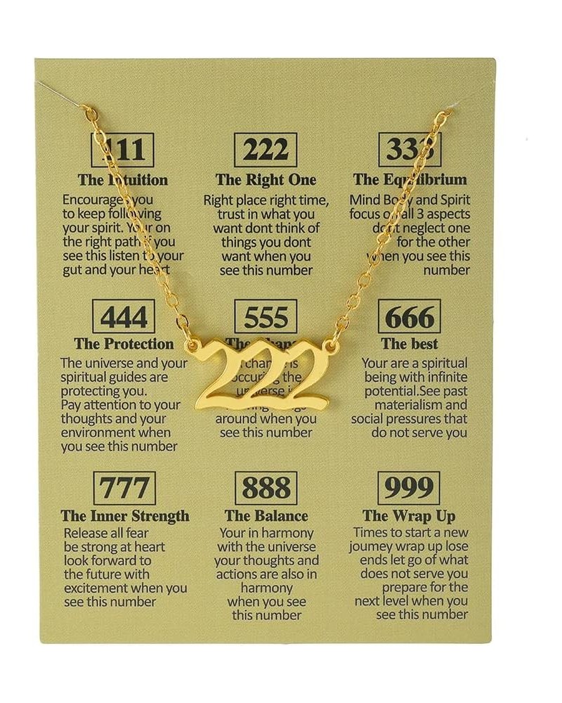 Dainty Gold Silver Plated Old English Angel Number Choker Necklace Numerology Jewelry for Women 111 222 333 444 555 666 777 8...