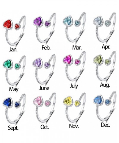 Girls Ring 925 Sterling Silver Birthstone Rings for Women - Adjustable Open Heart Ring Constellation Month Band for Teen Girl...