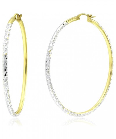 Sterling Silver Diamond Cut Hoop Earrings with Click-Top Tube Size 2.0mm Yellow Gold 45 Millimeters $12.50 Earrings