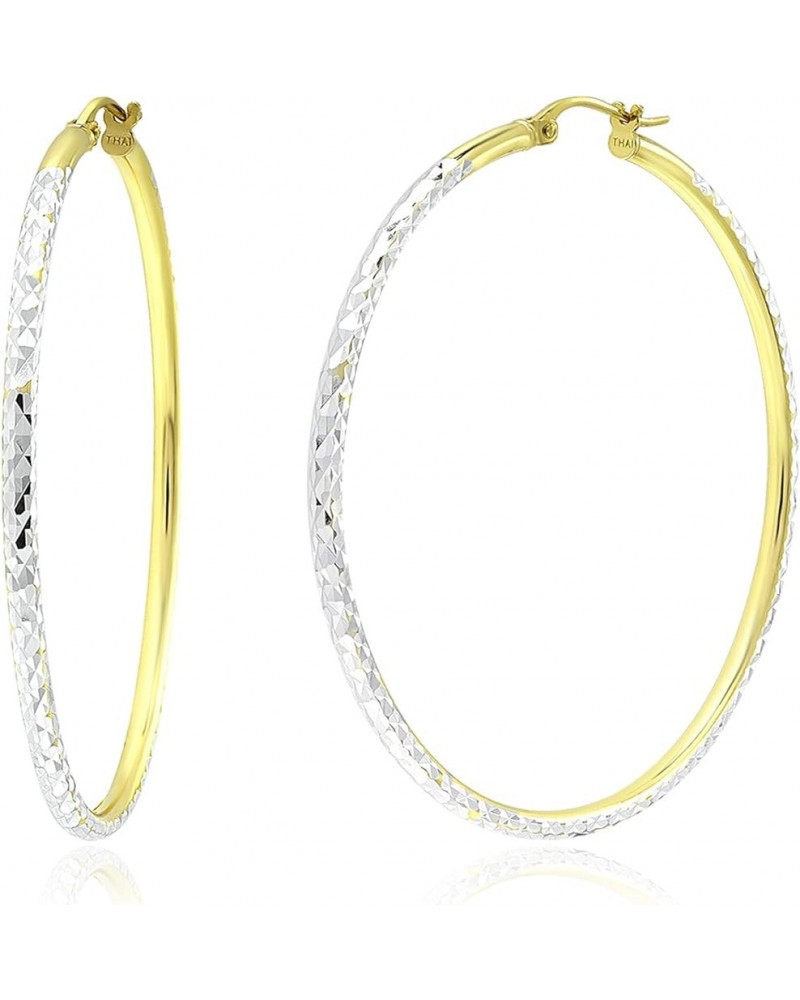 Sterling Silver Diamond Cut Hoop Earrings with Click-Top Tube Size 2.0mm Yellow Gold 45 Millimeters $12.50 Earrings