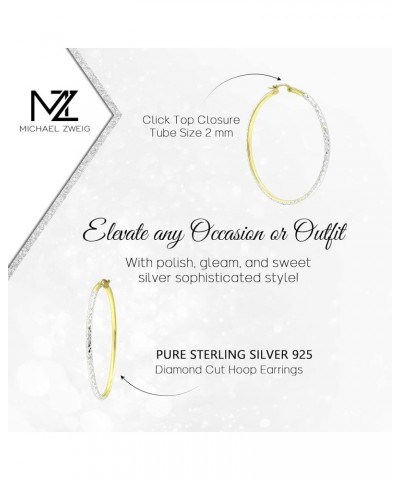 Sterling Silver Diamond Cut Hoop Earrings with Click-Top Tube Size 2.0mm Yellow Gold 45 Millimeters $12.50 Earrings