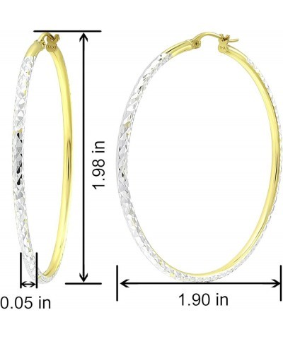 Sterling Silver Diamond Cut Hoop Earrings with Click-Top Tube Size 2.0mm Yellow Gold 45 Millimeters $12.50 Earrings