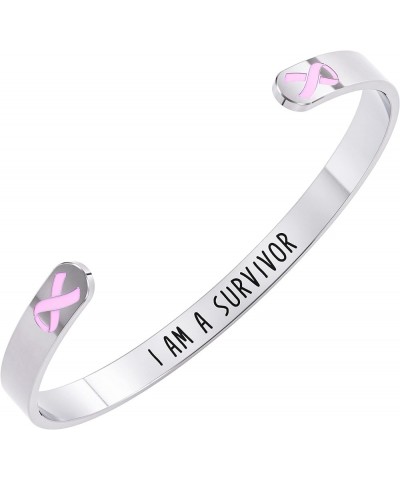 Cancer Awareness Bracelet - Ribbon, "Funk Cancer” & I Am Survivor - Gift for Women and Men Pink Breast Cancer "I Am A Survivo...