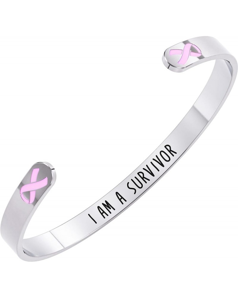 Cancer Awareness Bracelet - Ribbon, "Funk Cancer” & I Am Survivor - Gift for Women and Men Pink Breast Cancer "I Am A Survivo...