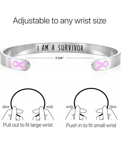 Cancer Awareness Bracelet - Ribbon, "Funk Cancer” & I Am Survivor - Gift for Women and Men Pink Breast Cancer "I Am A Survivo...