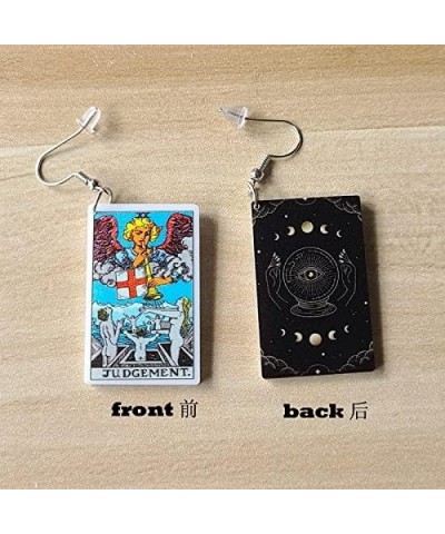 Tarot Card Dangle Earrings Tarot Fortune Acrylic Hook Earrings Astrology Divination Magic Amulet Drop Earrings for Women Teen...