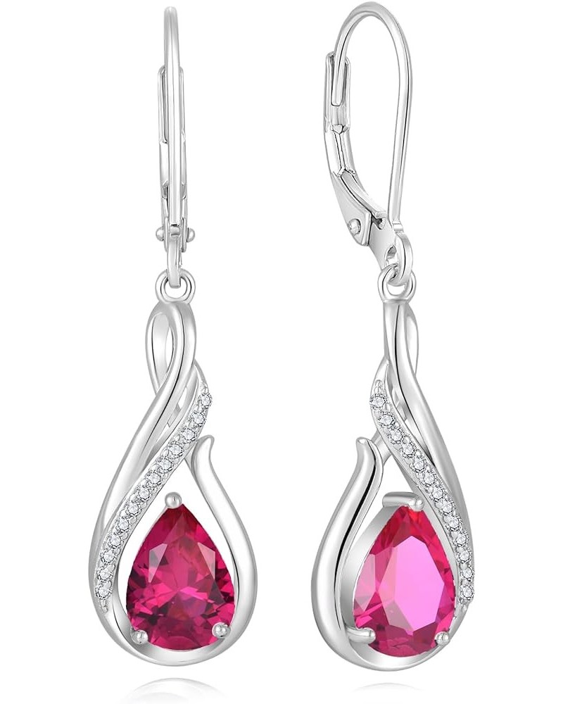 Dangle Drop Infinity Earrings 925 Sterling Silver Leverback Earrings Teardrop Birthstone Jewelry Gifts for Women Ruby $35.70 ...