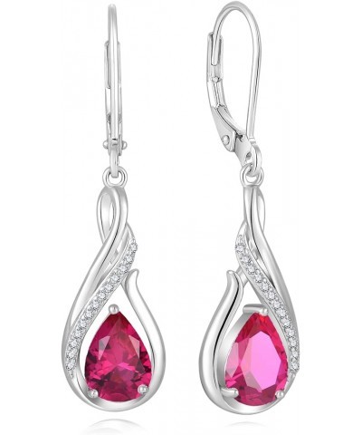 Dangle Drop Infinity Earrings 925 Sterling Silver Leverback Earrings Teardrop Birthstone Jewelry Gifts for Women Ruby $35.70 ...