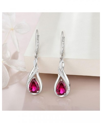 Dangle Drop Infinity Earrings 925 Sterling Silver Leverback Earrings Teardrop Birthstone Jewelry Gifts for Women Ruby $35.70 ...