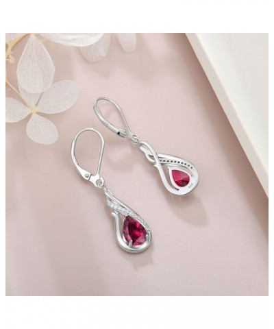 Dangle Drop Infinity Earrings 925 Sterling Silver Leverback Earrings Teardrop Birthstone Jewelry Gifts for Women Ruby $35.70 ...