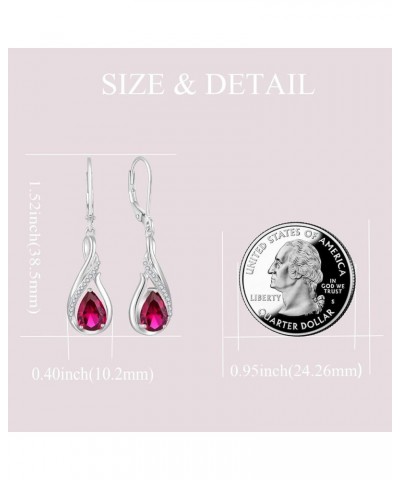 Dangle Drop Infinity Earrings 925 Sterling Silver Leverback Earrings Teardrop Birthstone Jewelry Gifts for Women Ruby $35.70 ...