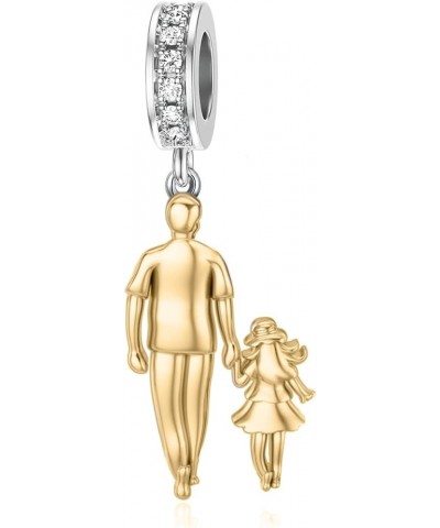 Father Mother Daughter Charm fit Charms Bracelet Sterling Silver Charms for Bracelets Birthday Valentines Day Gifts for Daugh...