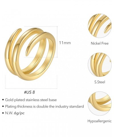 Multi layer Finger Ring Stainless Steel 18K Gold Plated stackable Midi Rings for Women Girls Size 6/7/8 Double Circle-US8 $10...